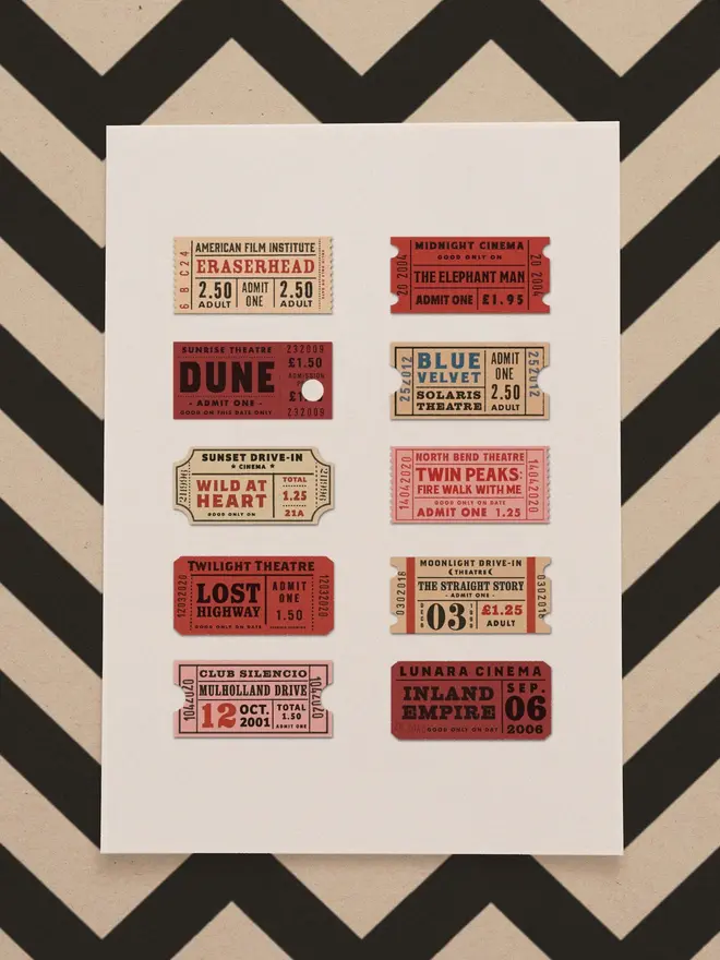 david lynch cinema ticket print