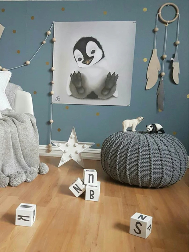 Zuri House. Dark grey children’s pouffe.