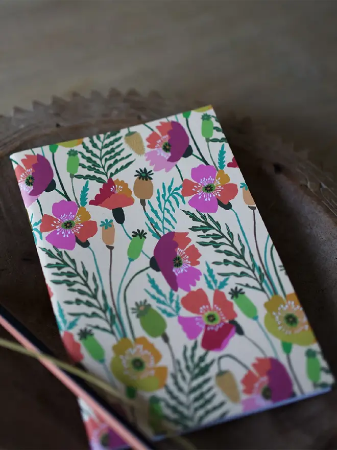 illustrated colourful poppies notebook