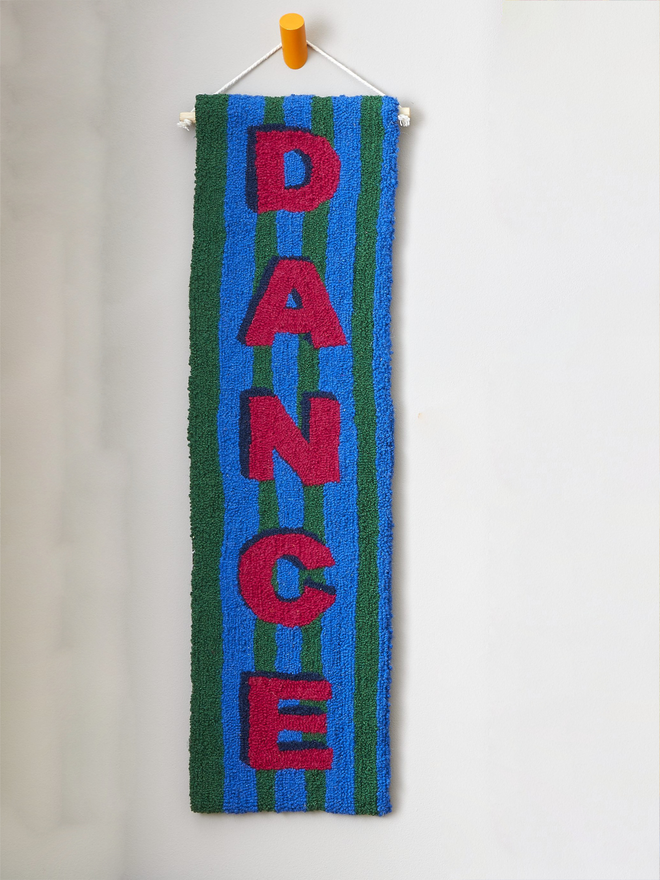 DANCE - Hand Tufted Blue and Pink Wall Hanging - Styled