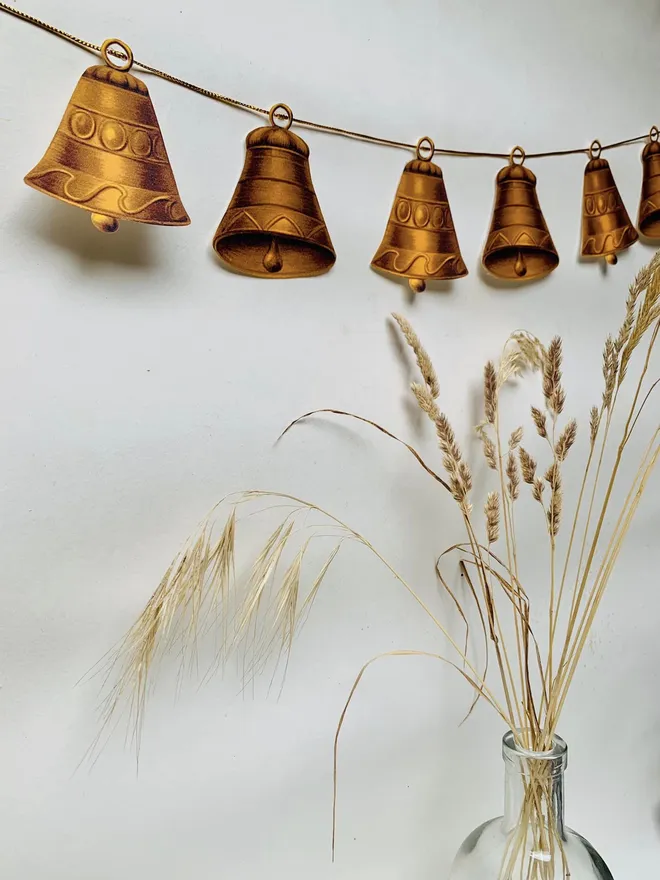 Gold bell bunting garland