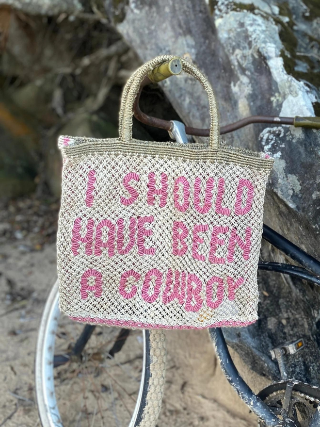 I Should Have Been A Cowboy Jute Tote Bag