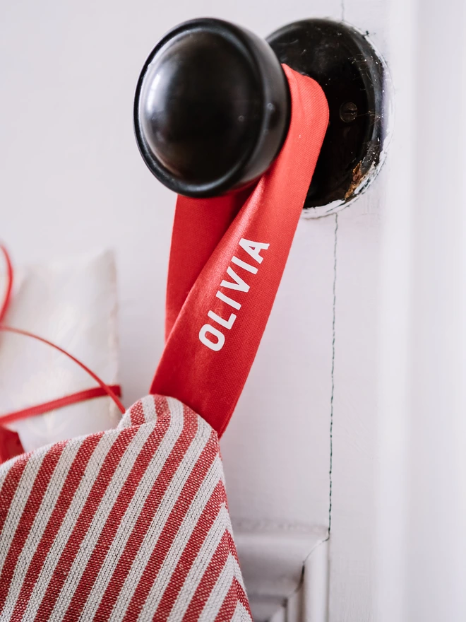 Name personalised on a christmas stocking