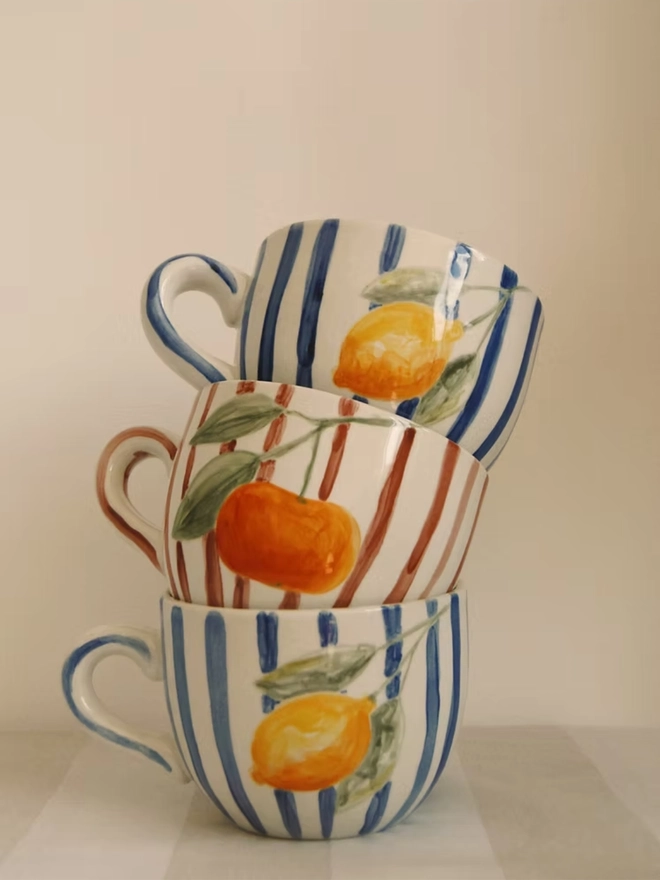 Striped 'Sole Mio' Cocoa Mug