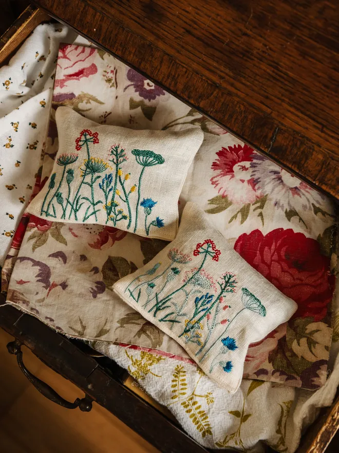 Wildflower Lavender Sachet. A Sachet of Lavender with embroidered Wildflower design.