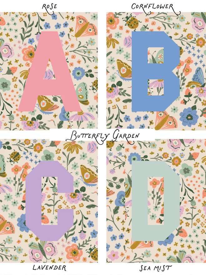 Letter colour options for personalised easter bag