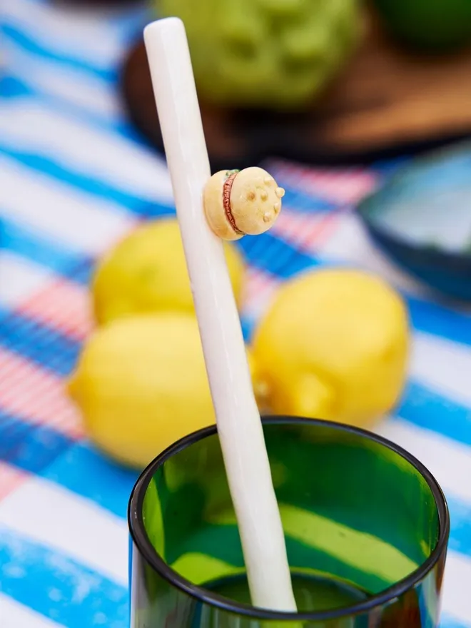 Ceramic burger drinking straw