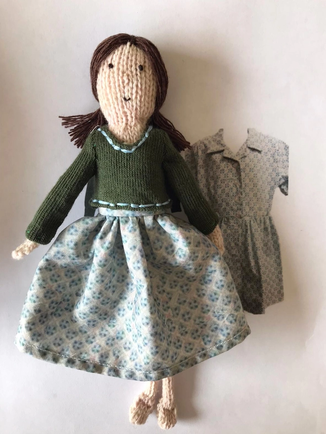 School Doll with Hand Printed Dress