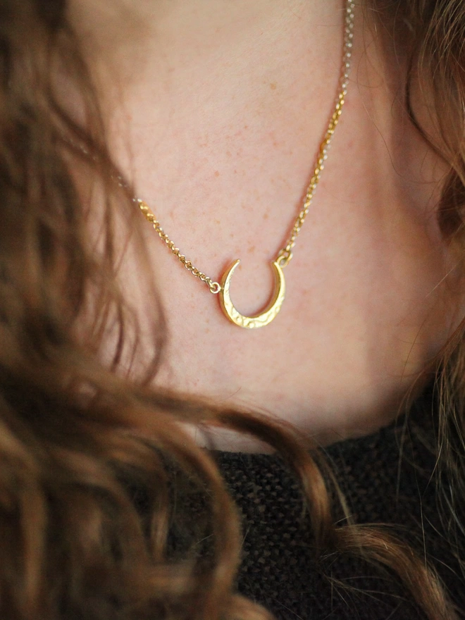 Gold half Moon necklace