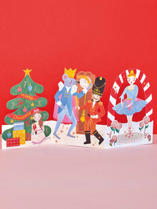 Luxury Nutcracker Christmas Card 3D Fold-out Design | Raspberry Blossom