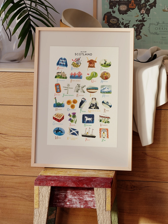Framed Scotland A-Z Print 