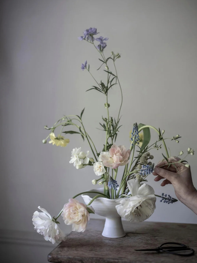 ceramic scalloped pedestal bowl
