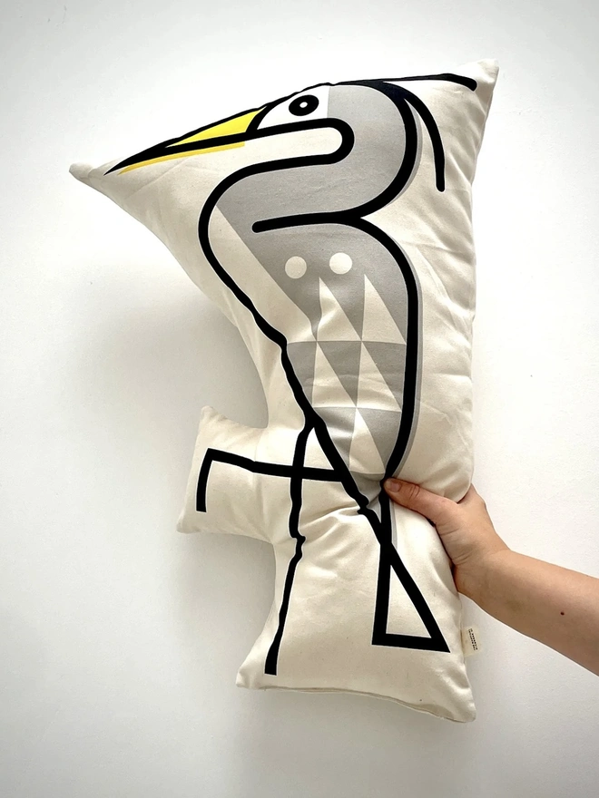 Heron Line Art Shaped Cushion