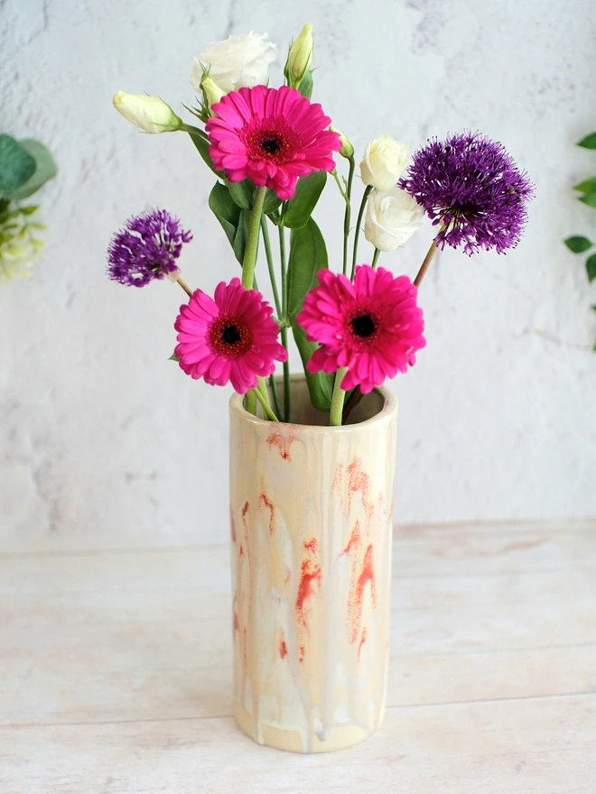 large cream vase, tall vase, ceramic large vase, vase gift, flower vase, flower gift, gift for flower lovers, Floral gift, blue vase, Jenny Hopps Pottery