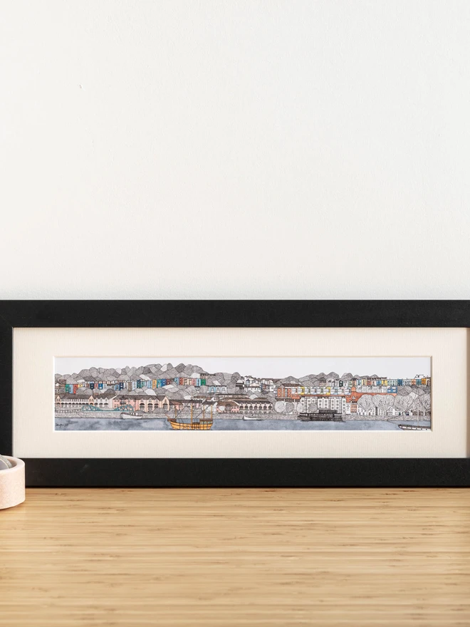 Bristol Harbour hand crafted print in a black frame