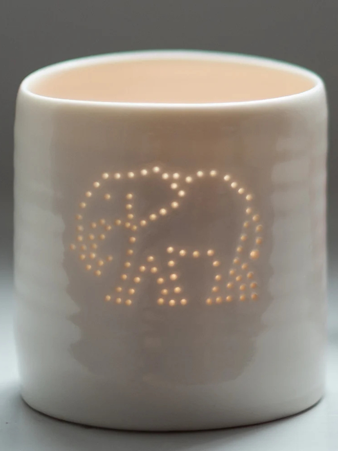 elephant mini porcelain tealight holder