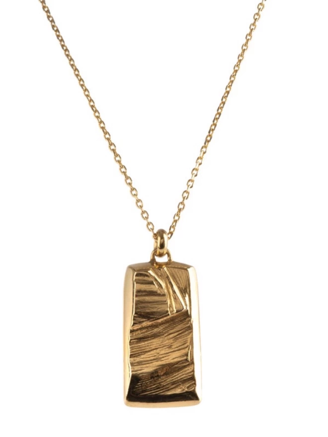 18 carat gold slab ingot pendant, hand-carved 
