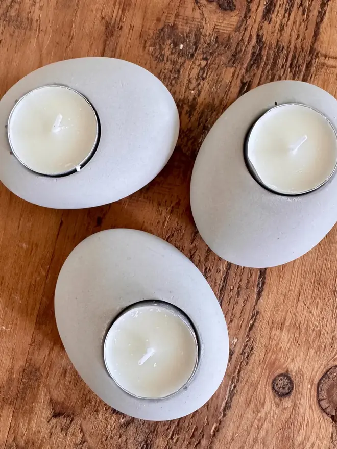 Pebble Concrete Tea Light Holders