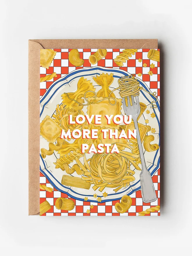 love you more than pasta greeting card