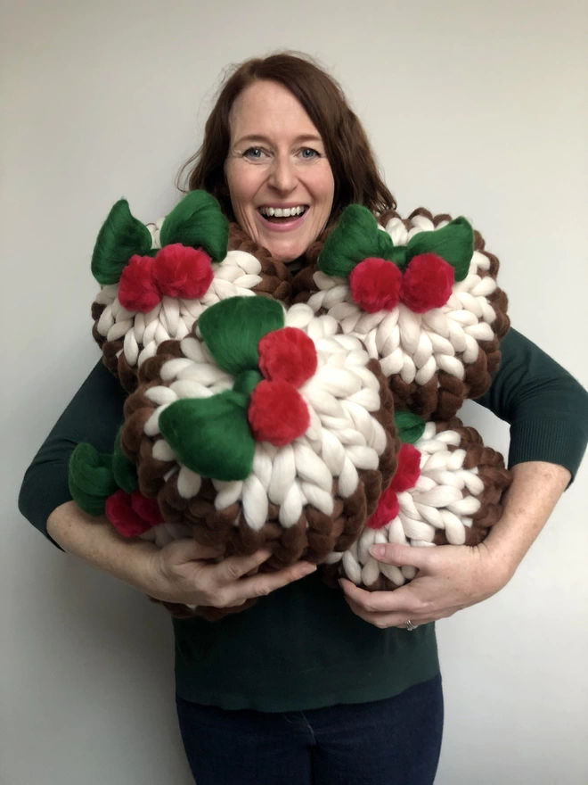 Giant Knitted Merino Christmas Pudding