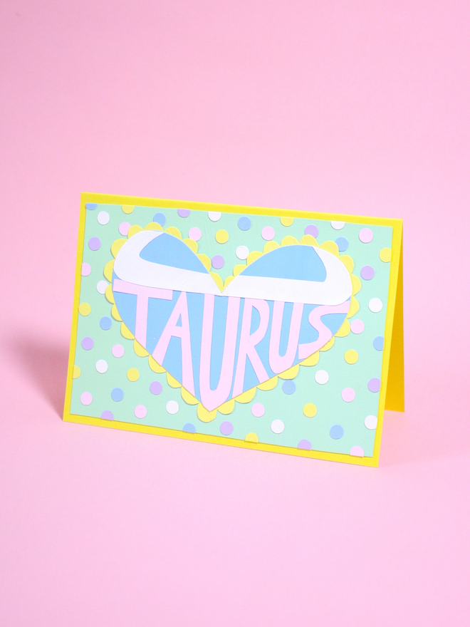Handmade Star Sign Zodiac Collaged Cards Taurus