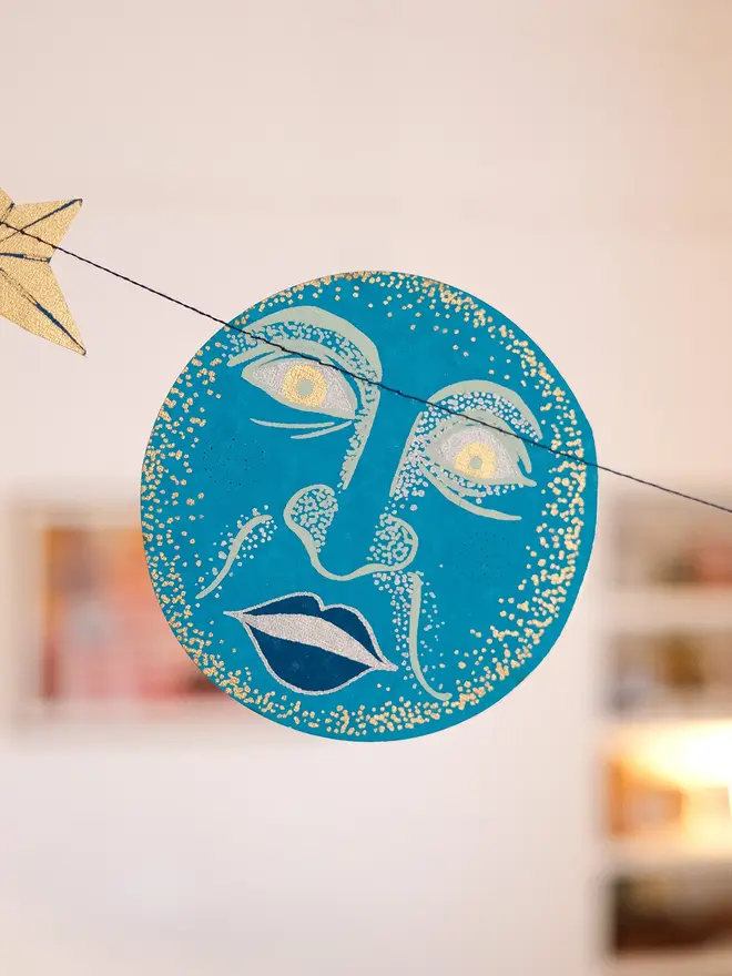 Man On The Moon Sewn Garland (Set Of 6)
