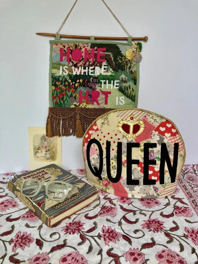 Small vintage tapestry pennant with tea cosy