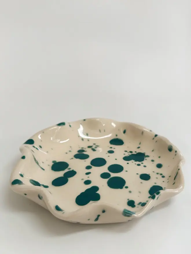 speckled ceramic trinket dish green