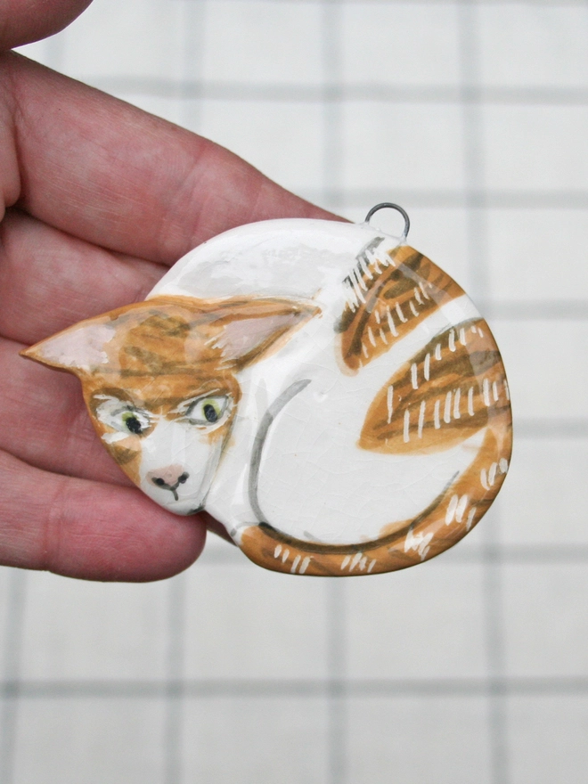 ceramic cat Christmas tree decoration