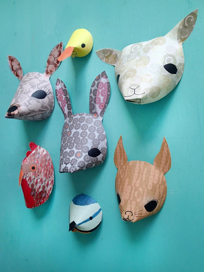 Spring animal wall decoration kit, shown on the wall after assembly