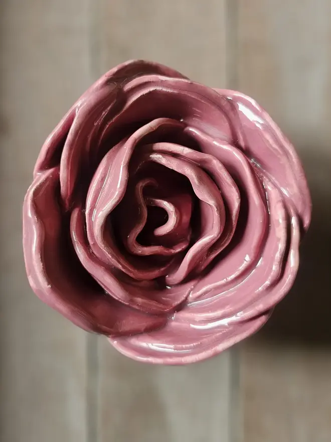 dusty dusky pink ceramic peony rose flower for wall art decor pottery gift for ceramic lovers