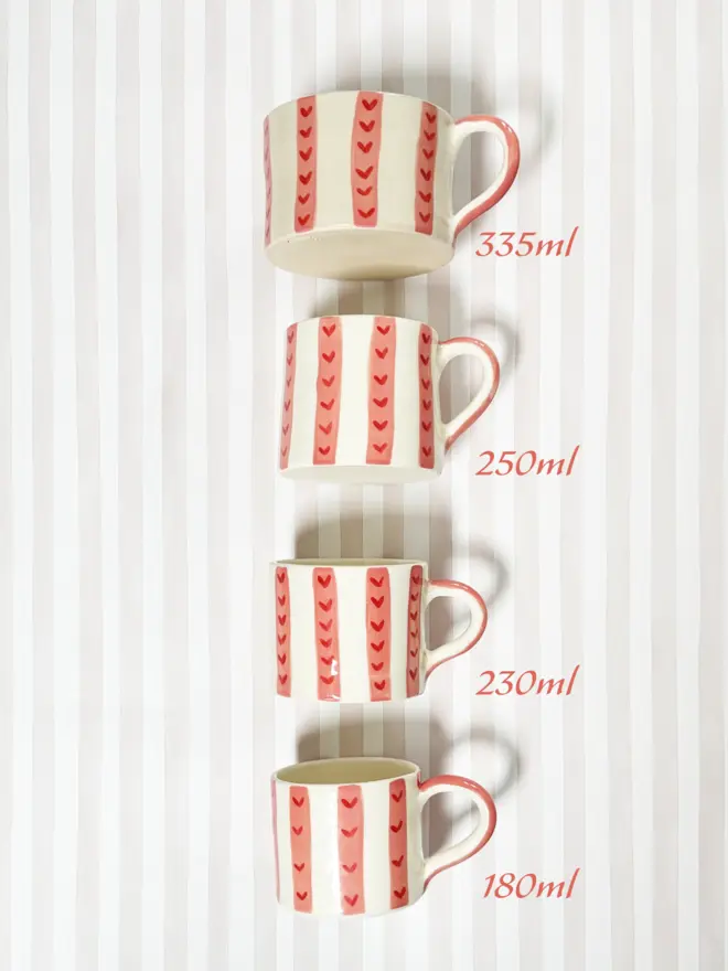 Ceramic Love Mugs with hand painted hearts