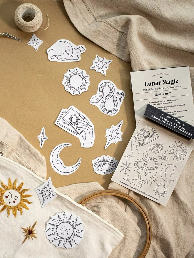 Lunar Magic Stick & Stitch Soluble Embroidery Transfer Set