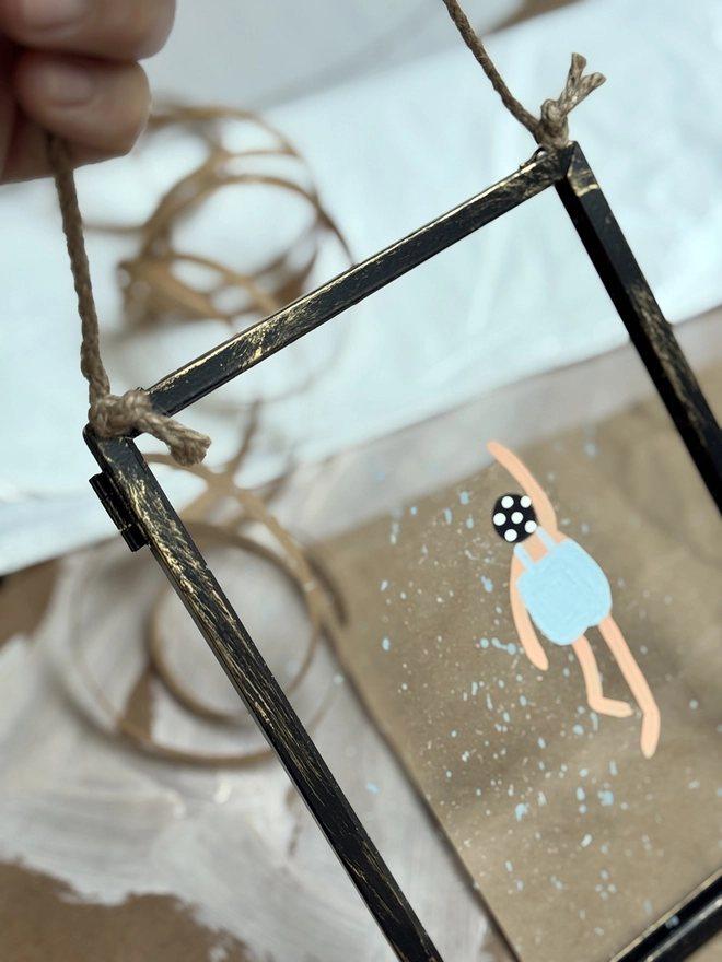 clear-water-swimmer-painting-in-metal-frame