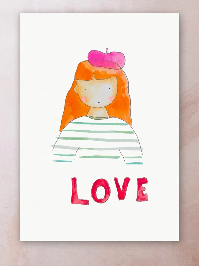 love girl stripes beret ginger orange hair