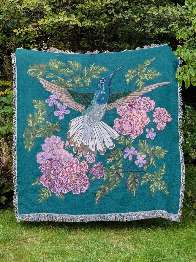 Joy Hummingbird Woven Blanket 
