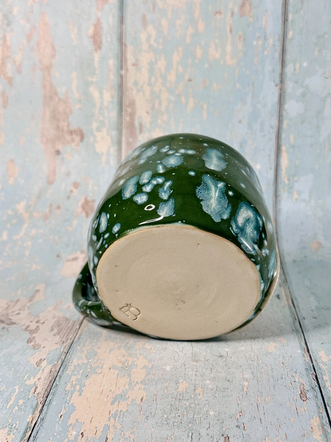 Green Christmas Snow Globe Mug, Handmade Ceramic Cup