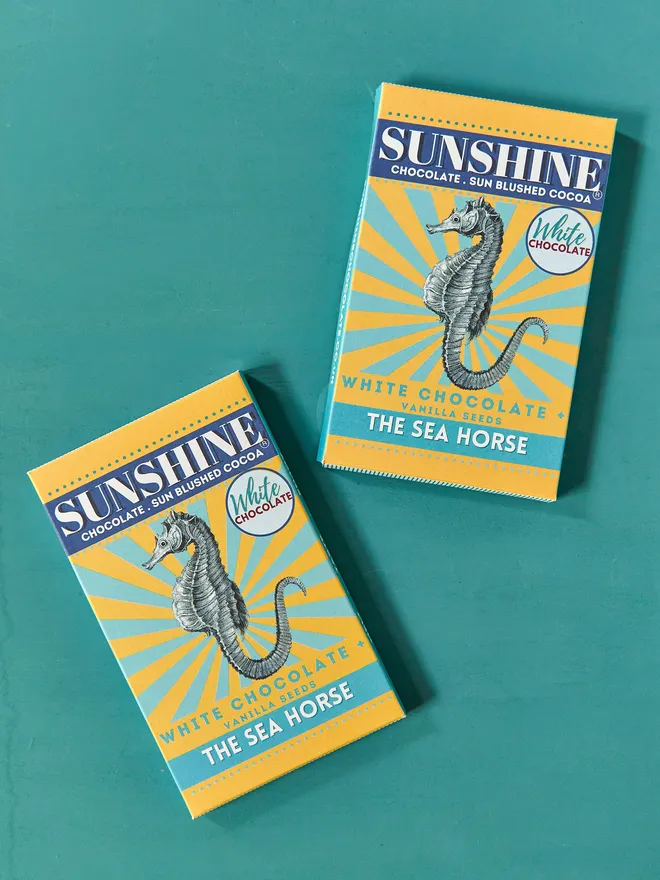 chocolate bar with seahorse design
