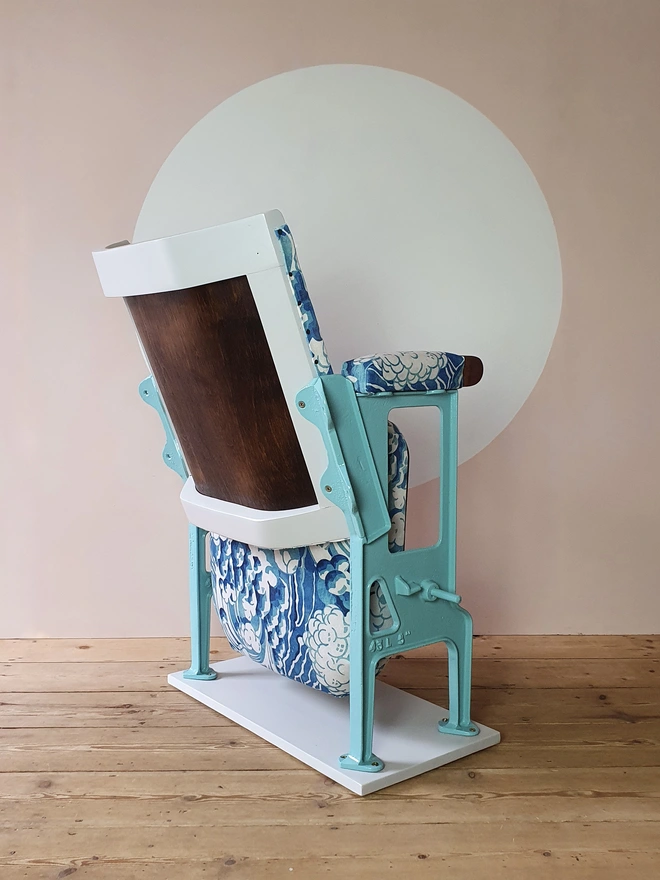 blue wave pattern vintage cinema seat