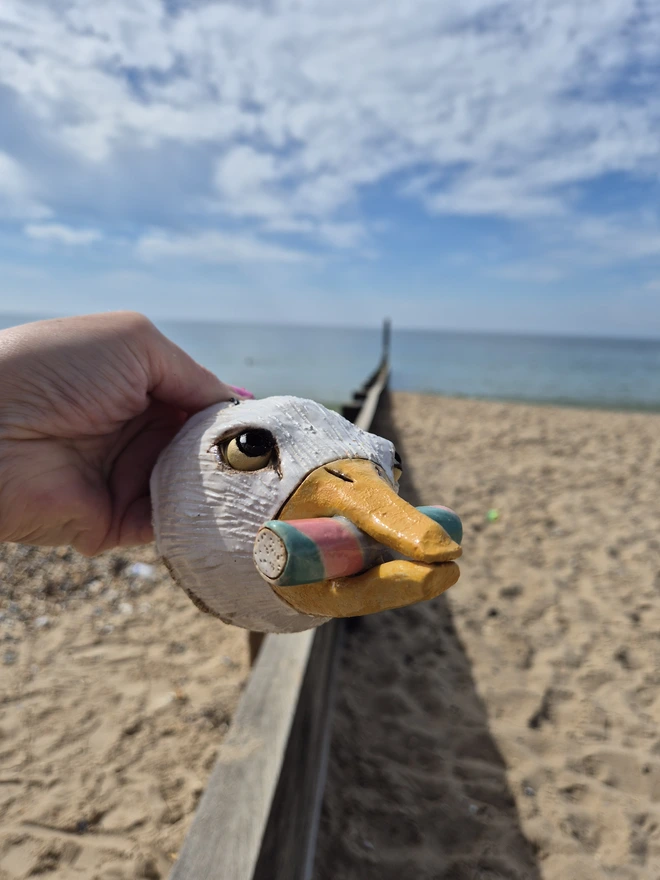 Pesky Seagull With Stick Of Rock 