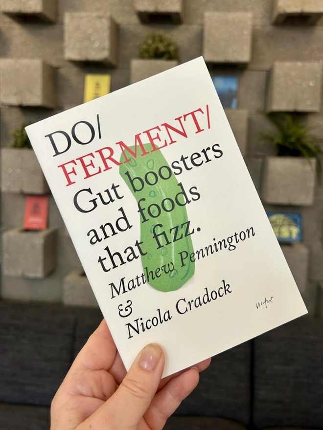 Paperback book held up in person's hand