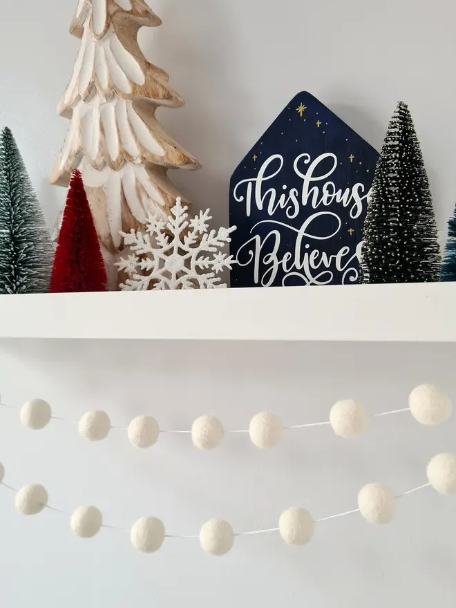White Christmas Garland Ivory Felt Garland