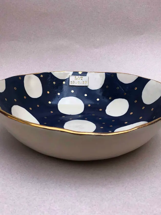 Personalised Navy Cosmic Serving Bowl