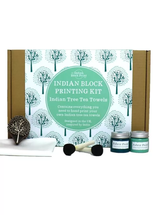 Indian Tree Tea Towels Block Printing Kit
