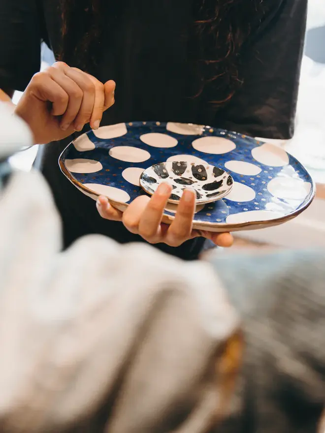 Large Serving Platter In Cosmic Navy