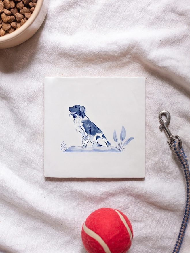 Dog tile spaniel - Personalised 