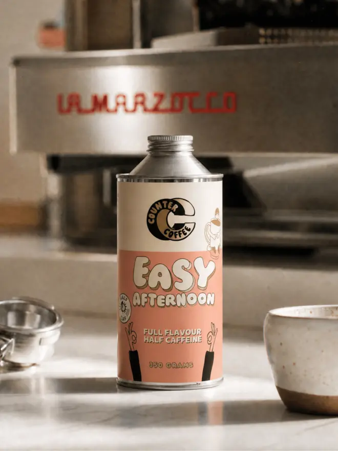 Easy Afternoon. A tin of coffee beans from Counter Coffee.