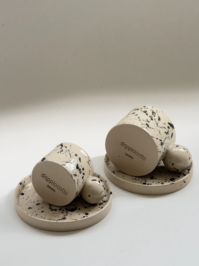 Black & White Speckled Ball Handle Espresso Cup