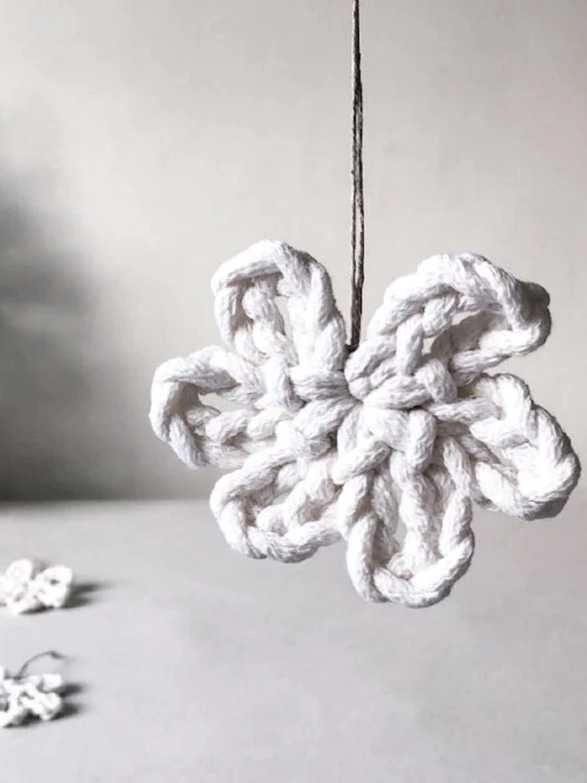 white Christmas tree hand crochet decorations