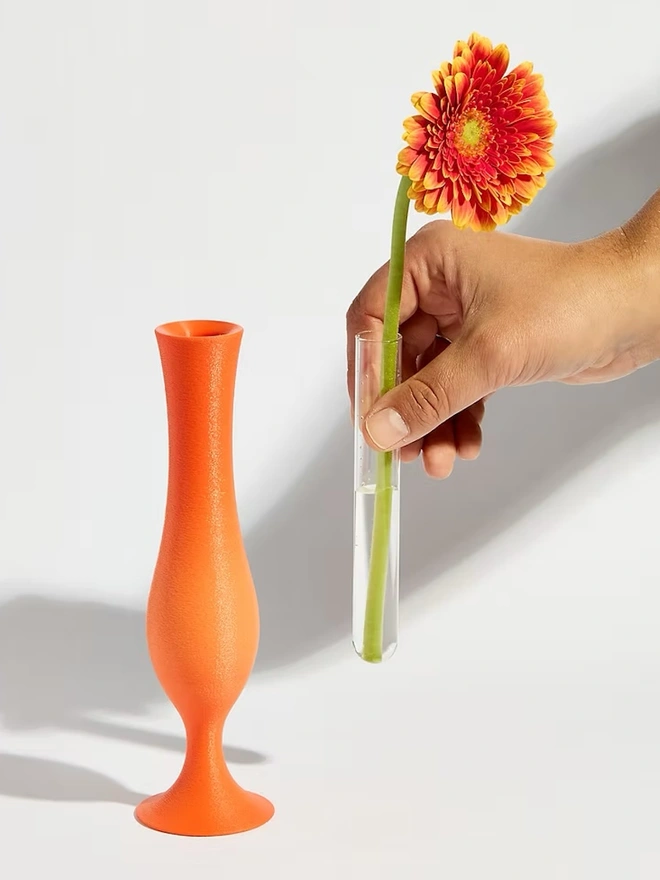 bright orange 3d printed vase